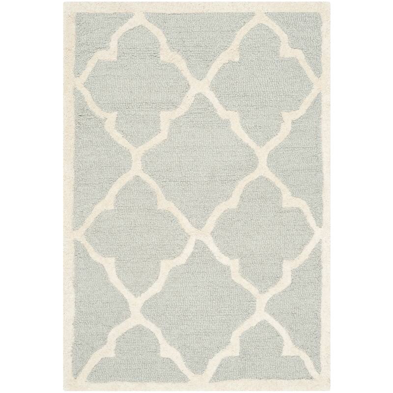SAFAVIEH Handmade Cambridge Tinca Modern Moroccan Wool Rug - 2' x 3' - Light Grey/Ivory
