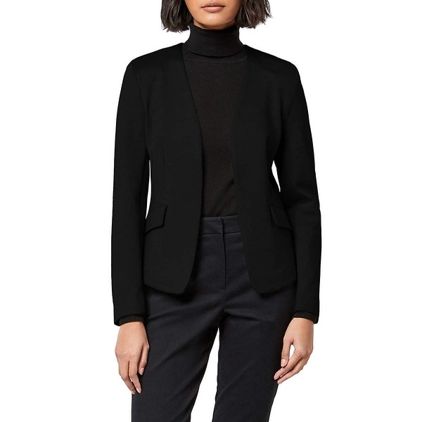 MERAKI Women's Collarless Stretch Jersey Comfort Blazer, Black, XXL (US 16) - 16. Opens flyout.