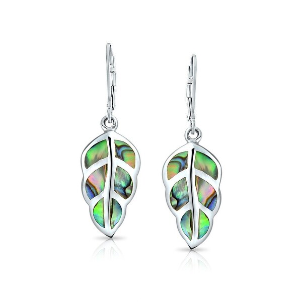 Rainbow Filigree Teardrop Leverback Abalone Shell Earrings Sterling Silver