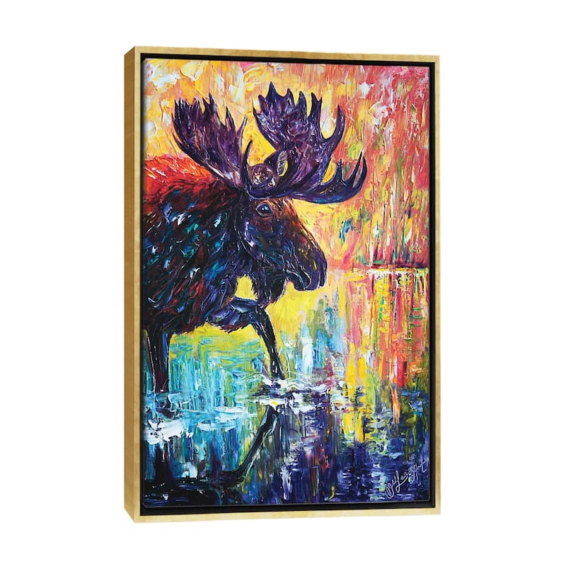 iCanvas "Moose" by OLena Art Framed Canvas Print - Gold - 40x26