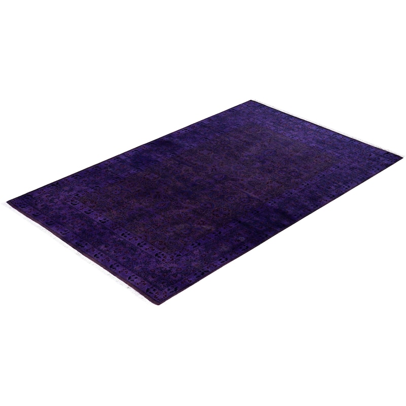 Overdyed One-of-a-Kind Hand-Knotted Area Rug - Purple - 4' 6" x 7' 0"