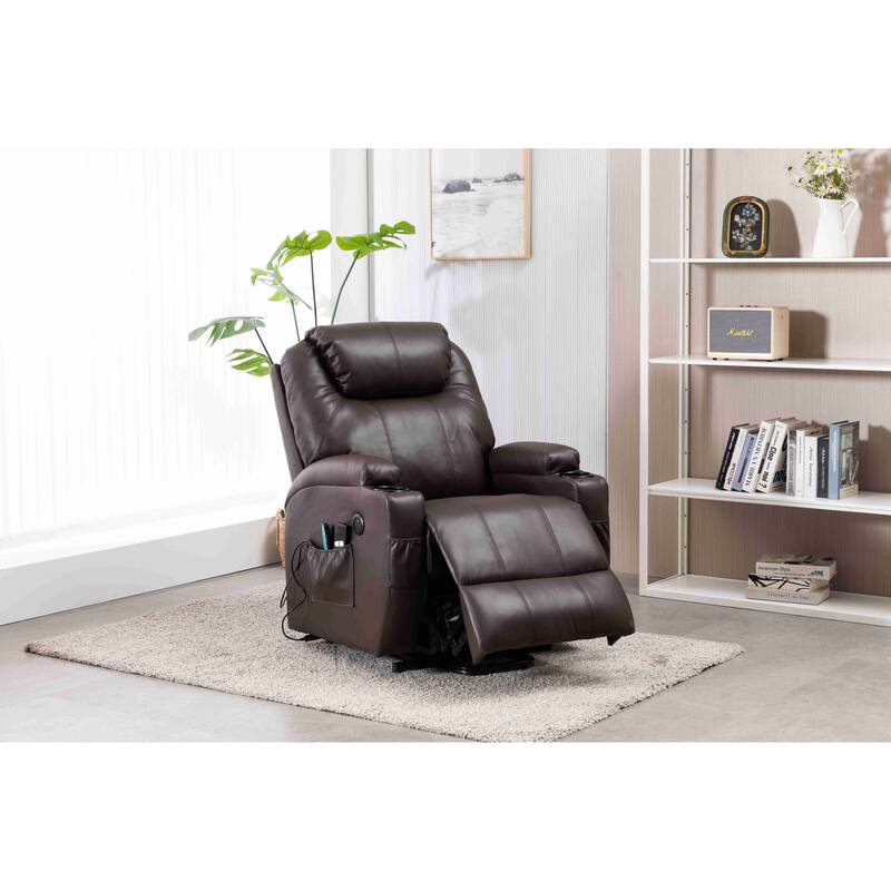 Faux Leather Power Lift Recliner Chair, Heat and Massage by Remote Control