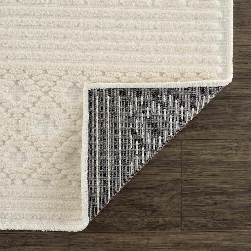 Hauteloom Drago Hallway, Kitchen Machine Washable Runner Rug - White, Off White - 2'7" x 7'2"