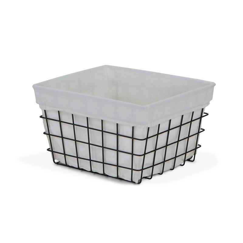 12.75" Black Lined Grid Wire Tapered Storage Basket