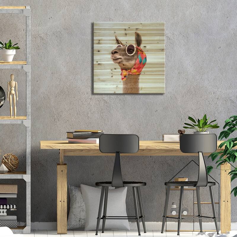 Fashion Llama Print On Wood by Paul Fuentes - Multi-Color