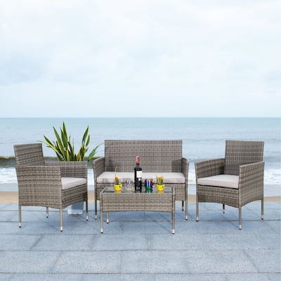 SAFAVIEH Outdoor Abdul 4-Piece Patio Set