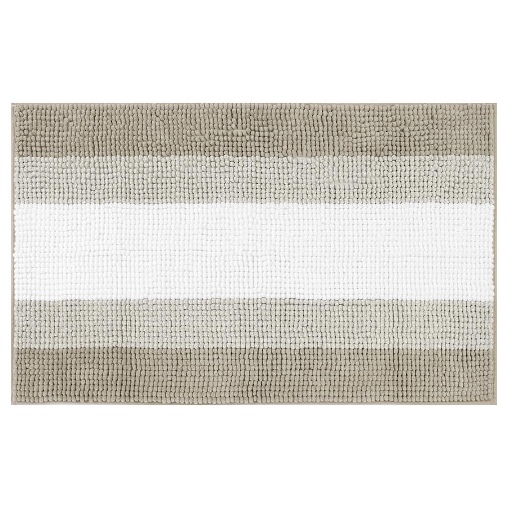 Bathroom Rug, Extra Soft and Absorbent Chenille Bath Rug Fluffy Striped Bath Mat with Non Sllip Backing Floor Mat