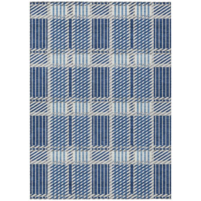 Machine Washable Indoor/ Outdoor Geometric Stripe Chantille Rug