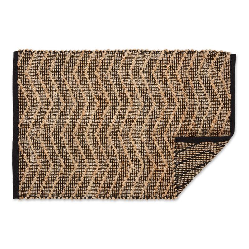 DII Black With Natural Jute Chevron Hand-Loomed Rug - 2' x 3' Oval