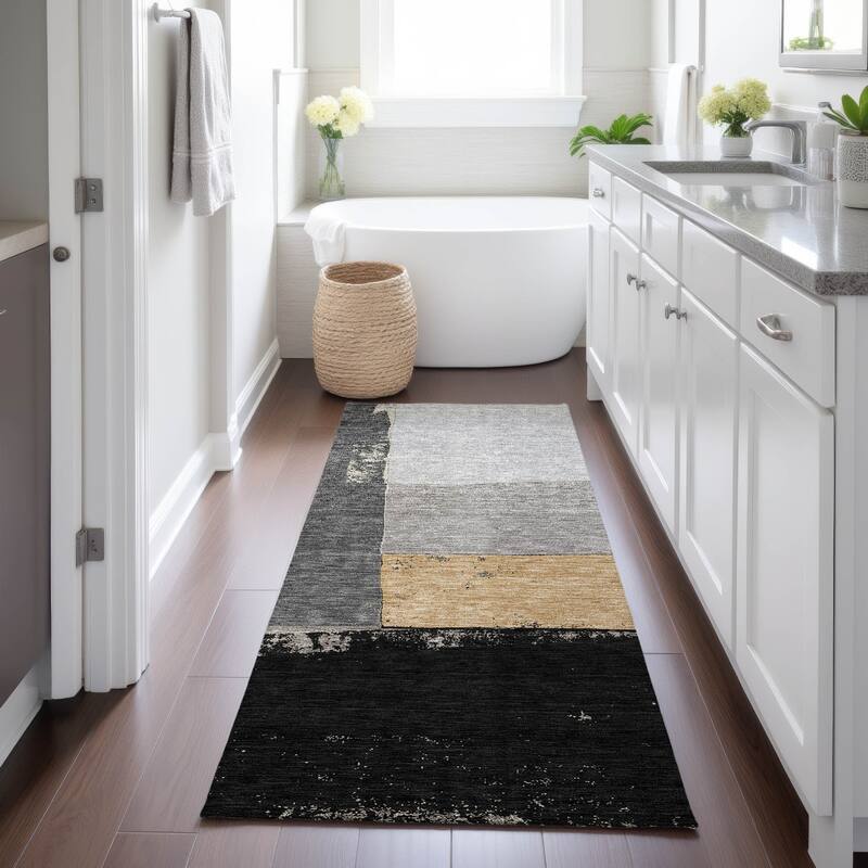 Machine Washable Indoor/ Outdoor Abstract Kraig Chantille Rug