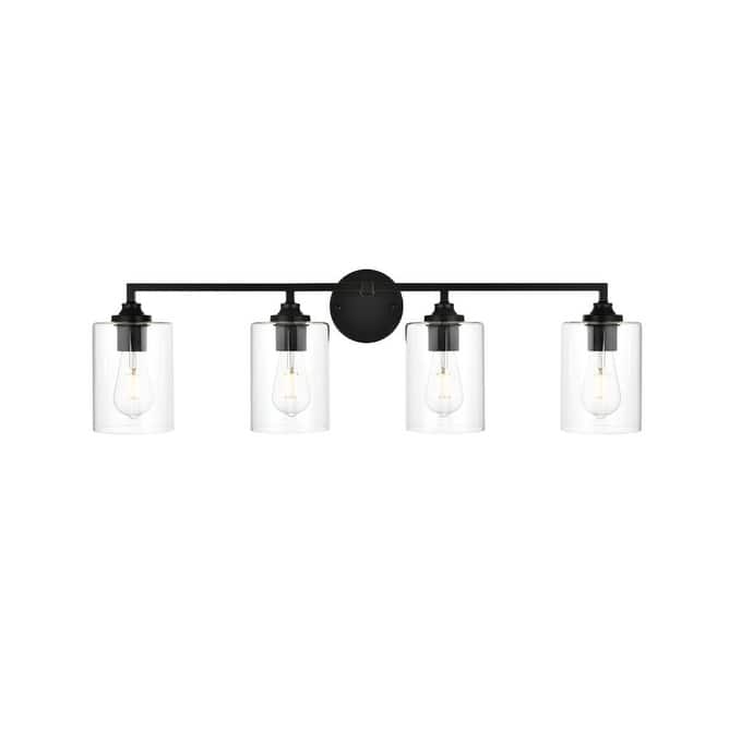 Elegant Lighting LD7315W33 Mayson 4 Light 10" Tall Bathroom Sconce - Black / Clear