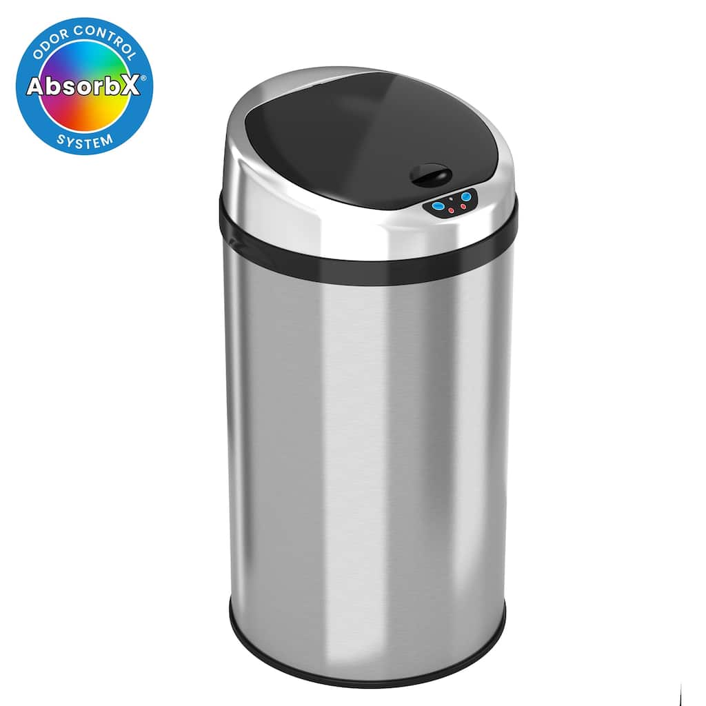 iTouchless 8 Gal Stainless Steel Round Sensor Kitchen Trash Can