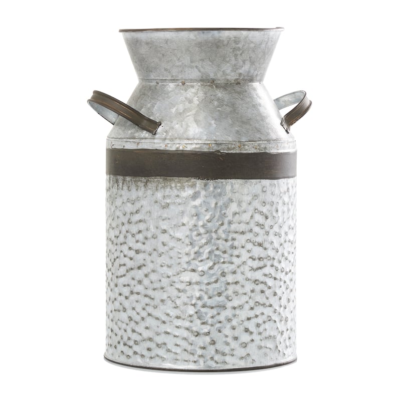 Gray Metal Milk Can Vase