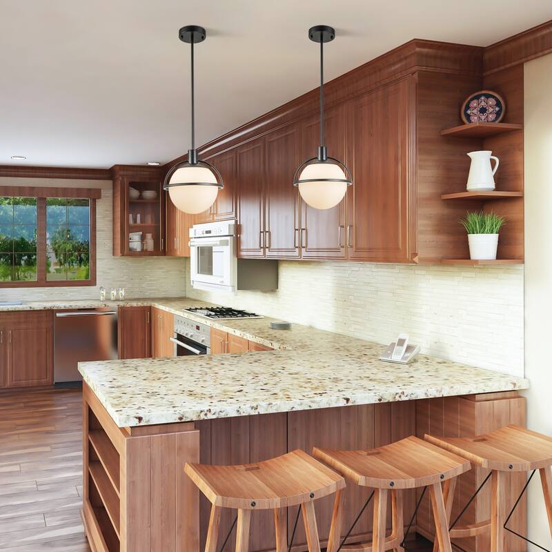 Starsky 1-Light 9in. Modern Globe Chandelier Single Frosted Glass Pendant Light