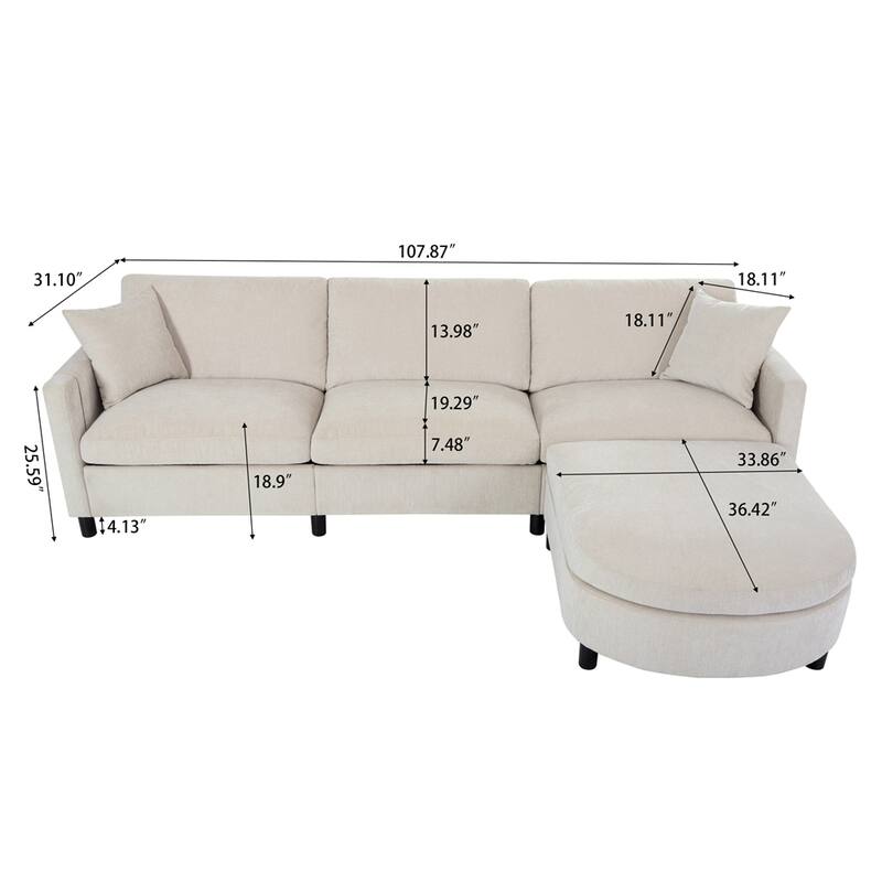 SOFA with Ottoman and Convenient Bag
