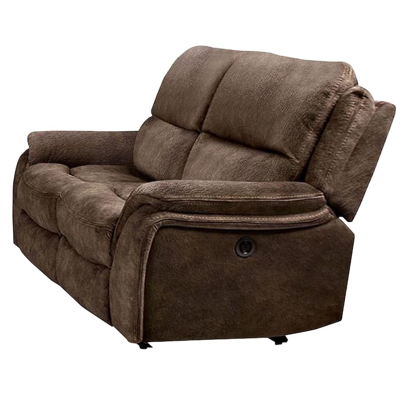 Heny Manual Reclining Loveseat, Brown Fabric Seating, 68 Inch No Sag
