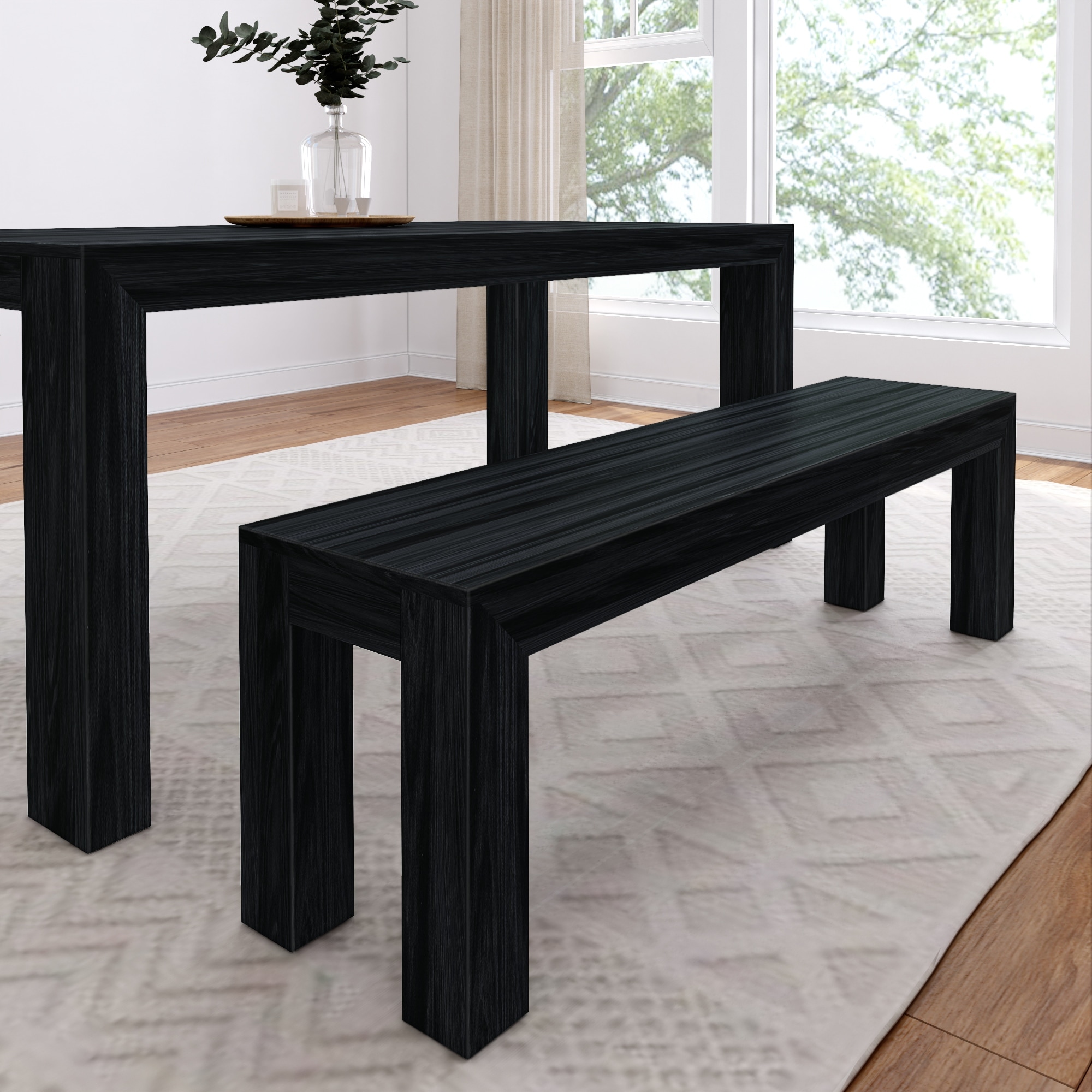 Modern Solid Wood Dining Bench - 61"