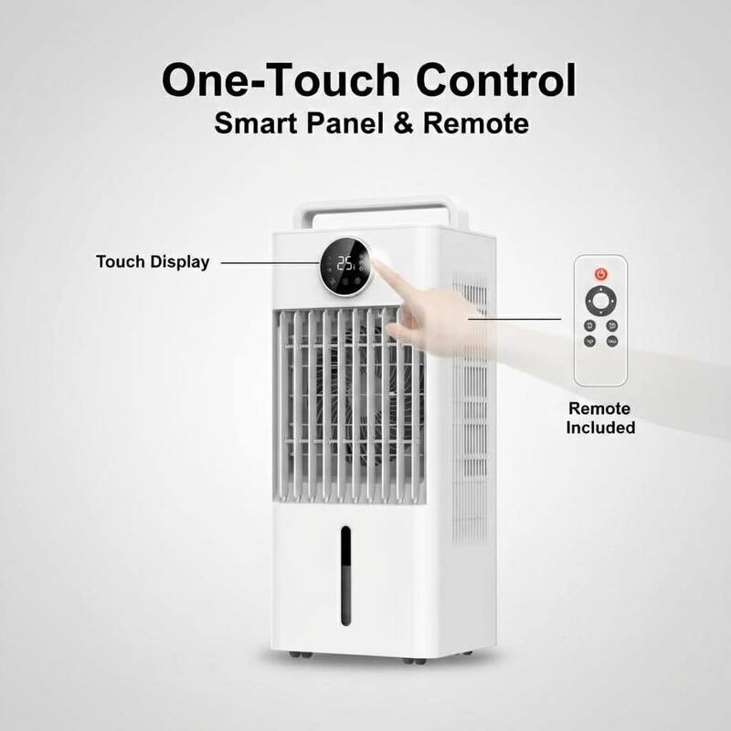 Swamp Cooler Evaporative Air Cooler, 90°+90° Oscillation, with Touch Key and Remote Control
