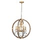 preview thumbnail 11 of 12, 4 Light Farmhouse Wood Globe Chandelier Candle Style Pendant Light - W:22" Antique Gold Leaf