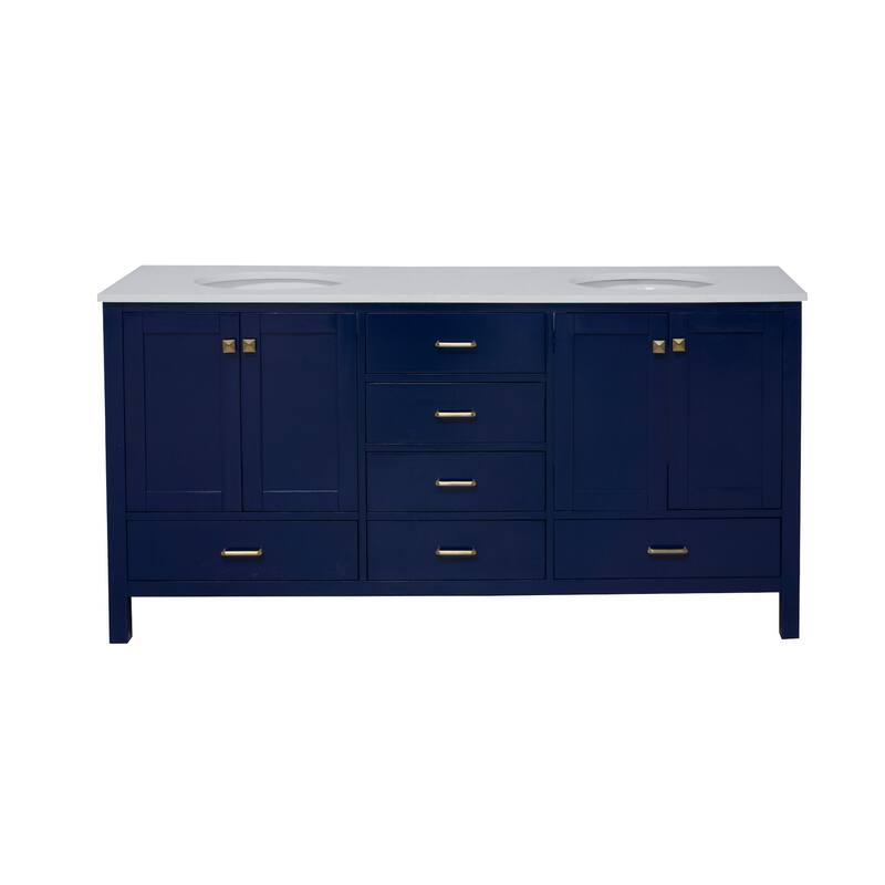 KitchenBathCollection Horizon 72" Double Bathroom Vanity with Engineered Carrara Top