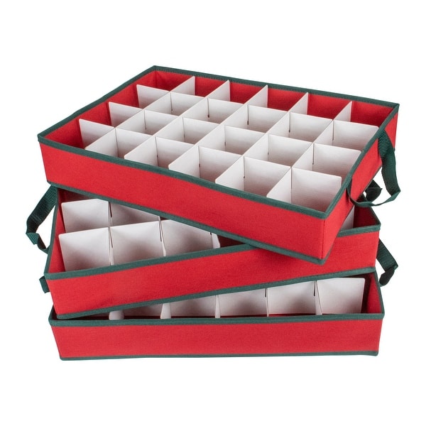 24 Red Green Christmas Ornament Storage Bag with Removable