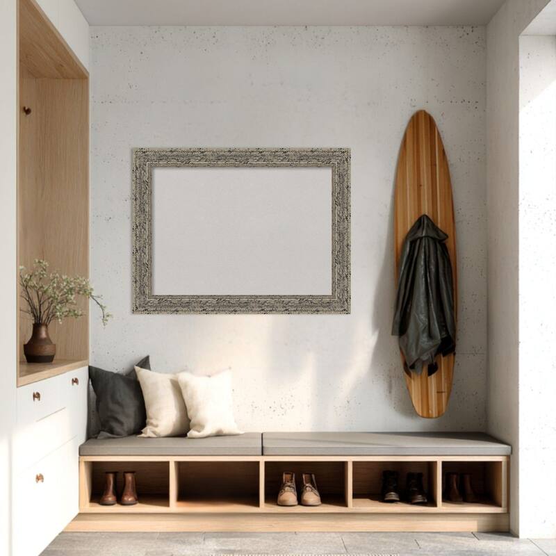 Attic Aged Silver Wood Framed Cork Board - Bulletin Board, Organization Board, Pin Board