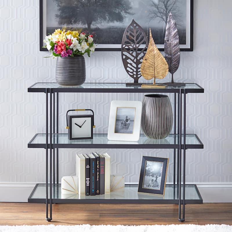 Lifestorey Folio Metal and Glass Sofa Table - Black