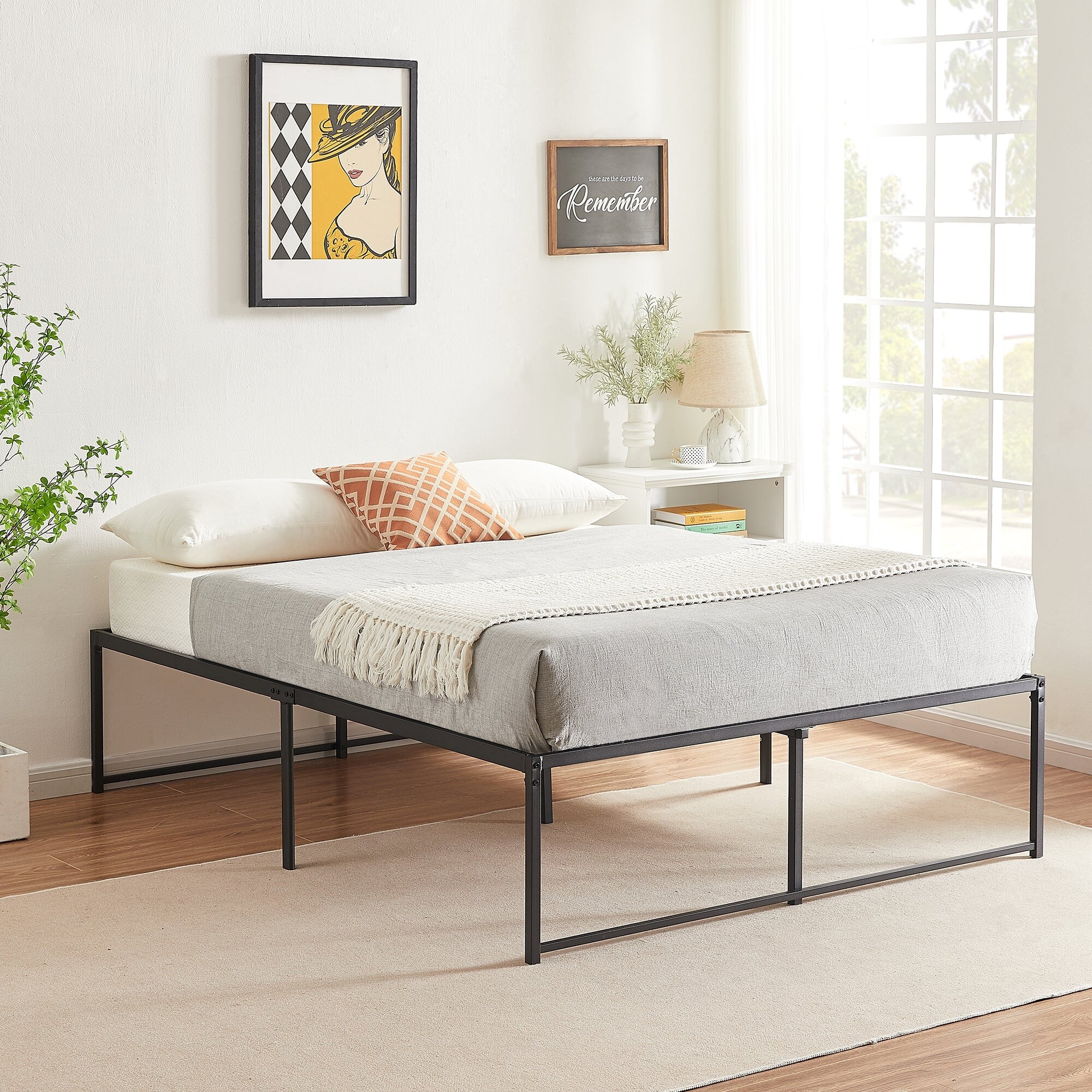 18 inch queen shop platform bed frame