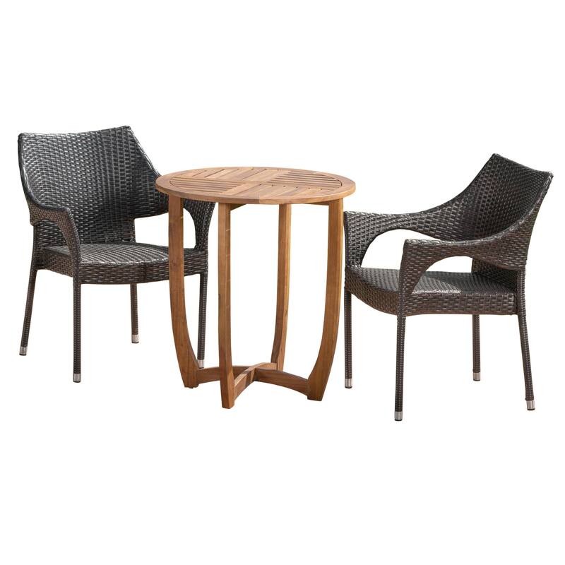 Clement Outdoor 3 Piece Wicker Bistro Set by Christopher Knight Home