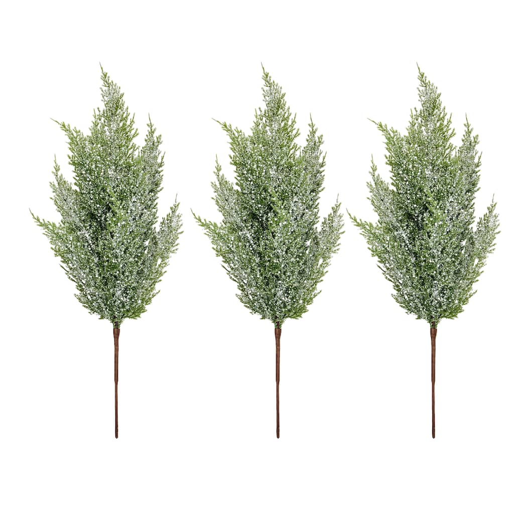 21" Snowy Cedar Spray, Set of 3 - Green