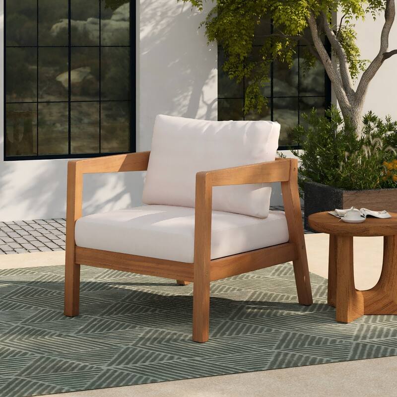Christopher Knight Home Thalia Acacia Wood Outdoor Lounge Chair - Teak + Beige Cushion - 1 Piece