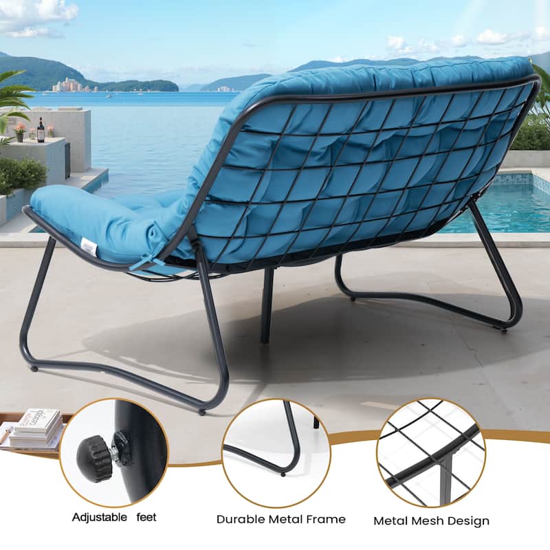 VredHom Double Papasan Loveseat Chair with Cushion Indoor Outdoor