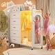 preview thumbnail 12 of 29, Kid's Closet Organizer with Fabric Drawers and Mirror, Rolling Dresser and Chest with Charge Station White