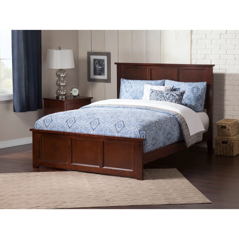 Madison Full Wood Platform Bed with Matching Footboard in Walnut