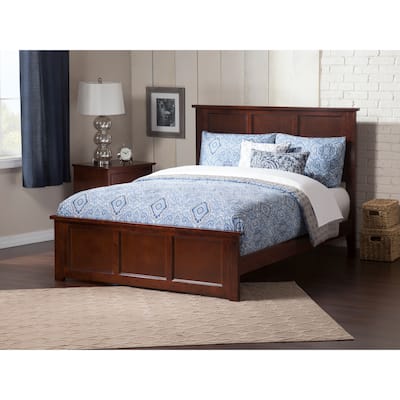 Madison Full Wood Platform Bed with Matching Footboard in Walnut