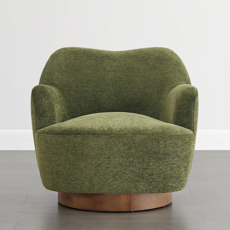 Spruce & Spring Modern Upholstered Swivel Accent Chair with Wood Base