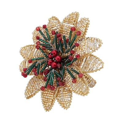Botanical Charm Beaded Flower Napkin Ring (Set of 4)