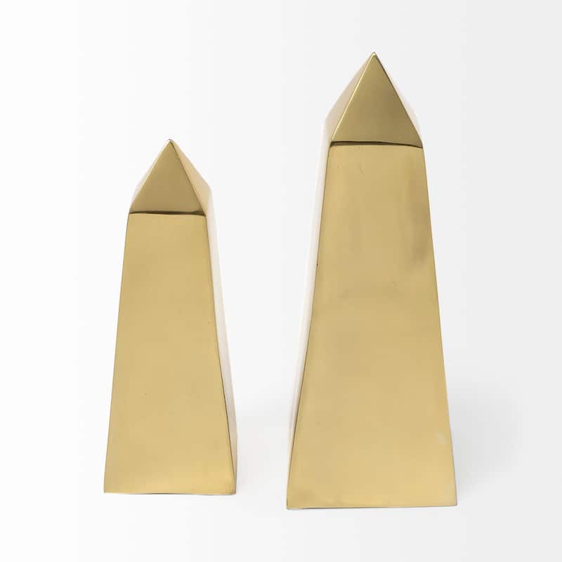 Giza (Set of 2) 4L x 4W Gold Elongated Pyramids - 3.9L x 3.9W x 10.6H