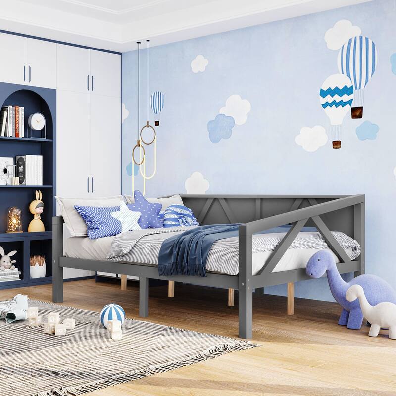Twin/Full Size Daybed with Solid Wood Frame and Storage - Versatile Sofa and Bed for Small Spaces - Gray - Full