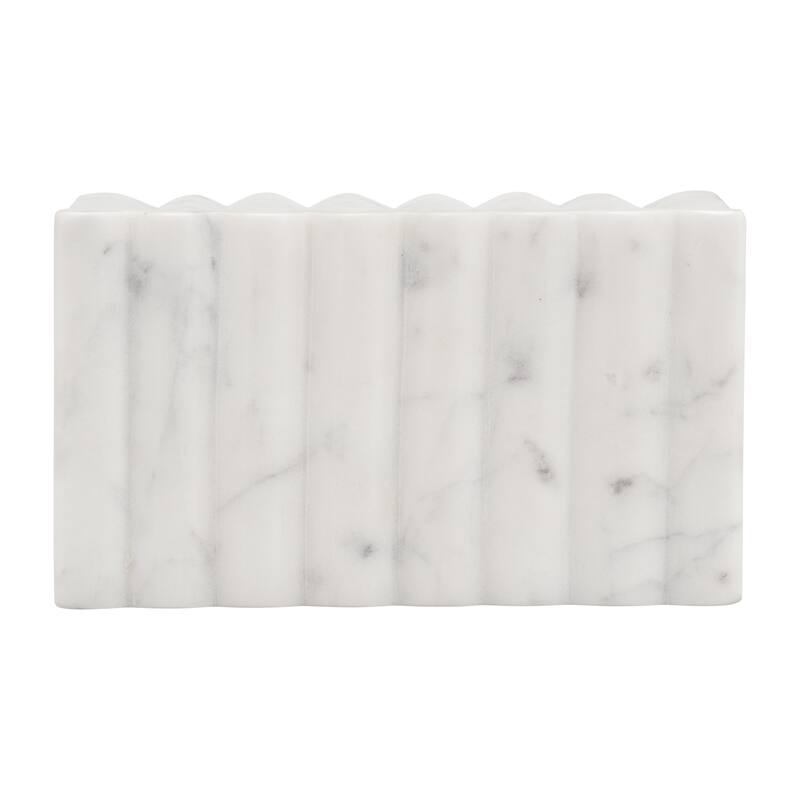 White Marble Decorative Storage Box - 7" Modern Luxury Organizer - 7" x 4" x 3"