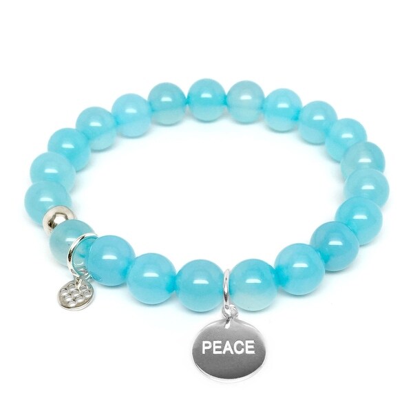 Turquoise Quartz Peace Silver Charm Lucy 7" Bracelet