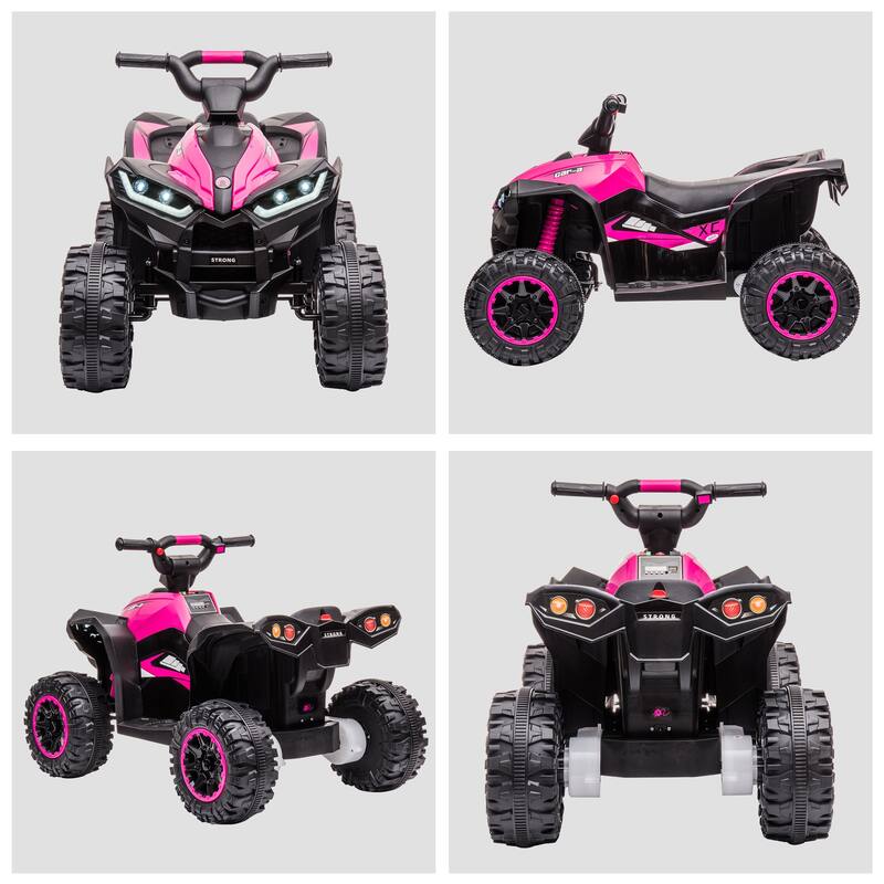Electric 12V Kids ATV Quad with AUX Port, Headlights, Sound Effects and Wear-Resistant Wheels, Ride-On Car for Toddlers