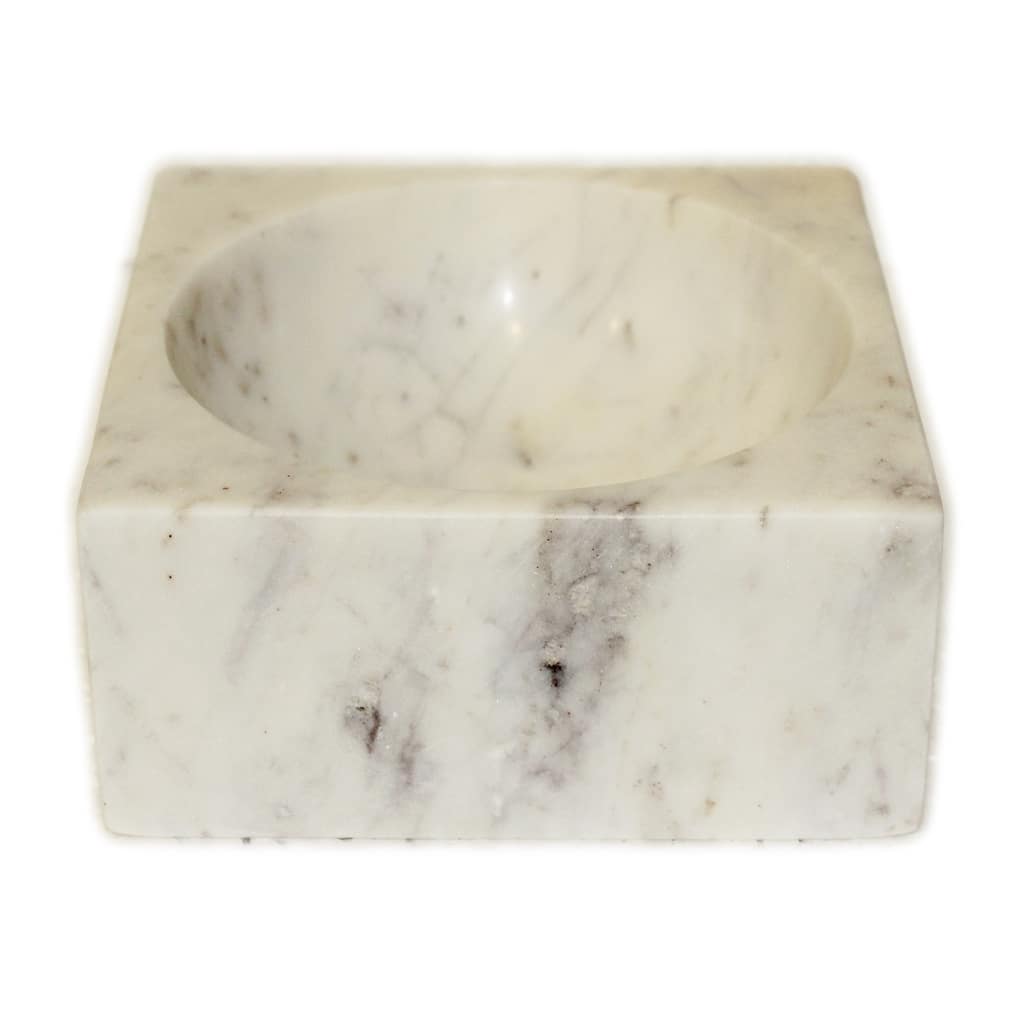 Lg. Square Concave Bowl LP White Marble