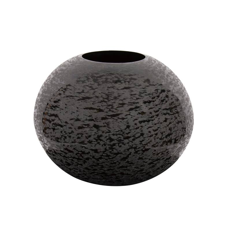 Allan Andrews Chiseled Texture Black Iron Globe Vase, Large - 9H x 11W x 11D
