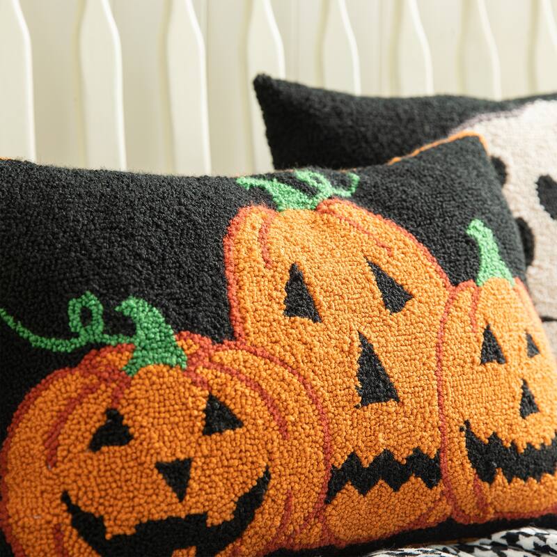 Glitzhome 14"L Polyester Halloween Ghost BOO Pillow