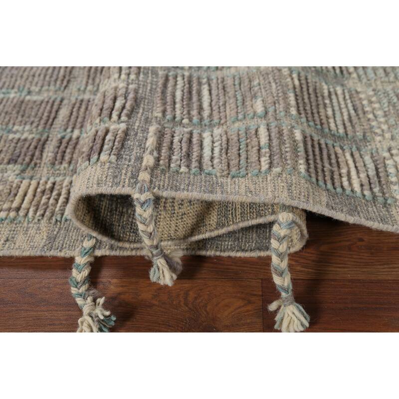 Moroccan Oriental Area Rug Handmade Grey Wool Carpet - 5'10"x 9'5"