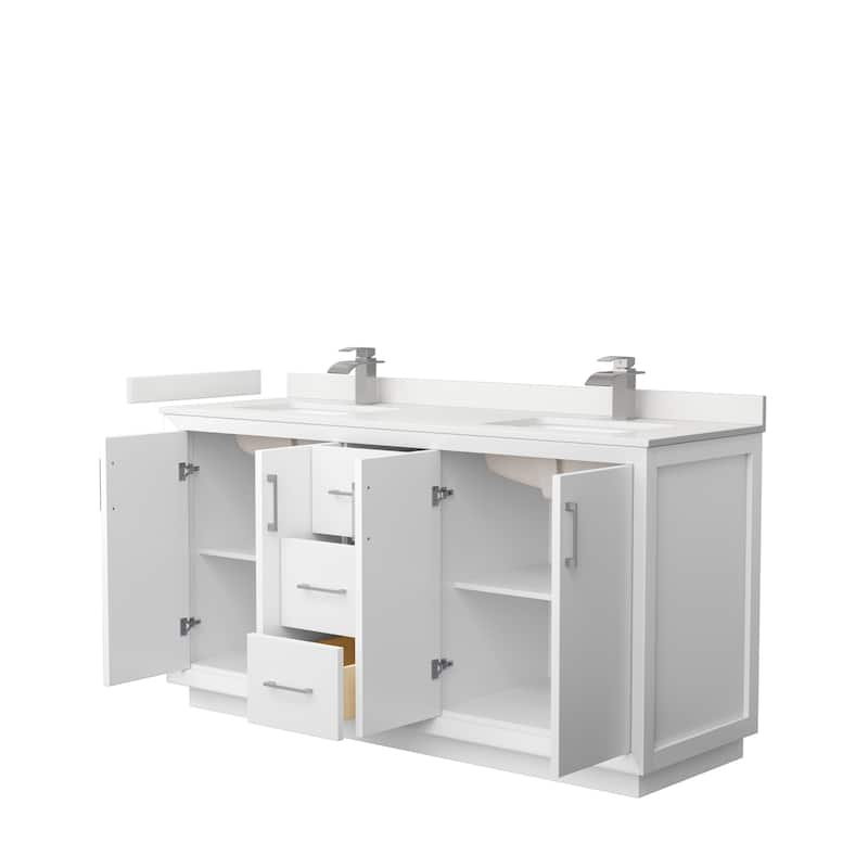 Strada 66-inch Double Vanity, Quartz Top