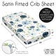 preview thumbnail 6 of 4, Sweet Jojo Designs Blush Pink Blue Boho Floral Girl Satin Fitted Crib Sheet Navy Grey Bohemian Farmhouse Shabby Chic Watercolor