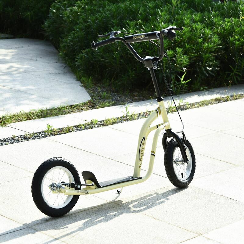 Adjustable Kids Kick Scooter with Dual Braking System, Inflatable Tires, and Durable Steel Frame - Suitable for Ages 5+