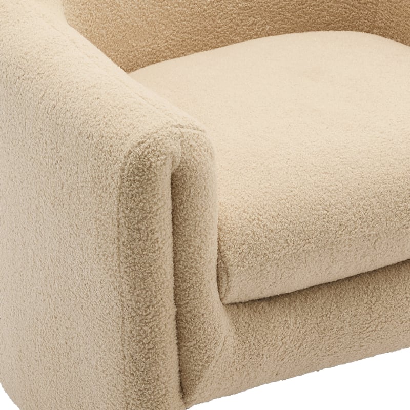 32.3" Wide Upholstered Barrel Boucle Velvet Accent Chair